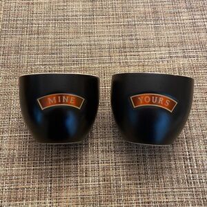 Bailey’s Irish Cream YOURS and MINE Ceramic Dessert Cups Bowls Dishes No Handles